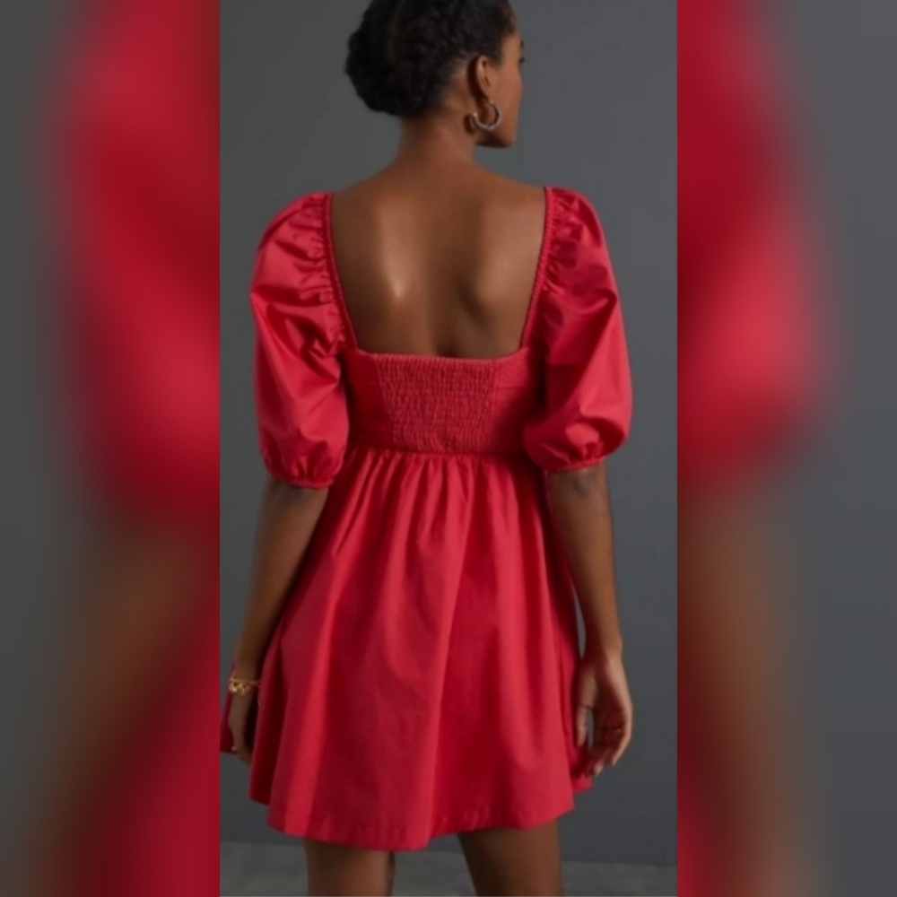 Anthropologie Smocked Puff Sleeve Corset Milkmaid Neckline Dress - Picture 2 of 5
